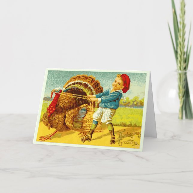 Vintage Thanksgiving Day Card with Turkey (Front)