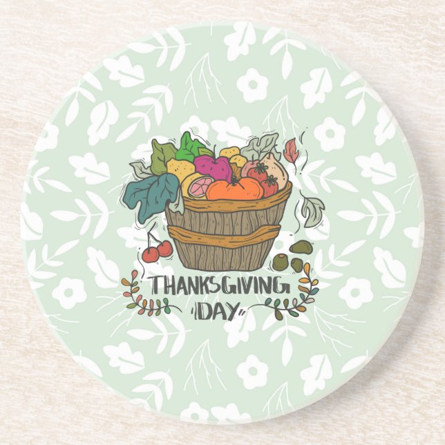 Vintage Thanksgiving Day Design Coaster (Front)