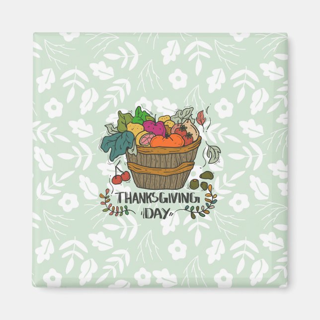Vintage Thanksgiving Day Design Magnet (Front)