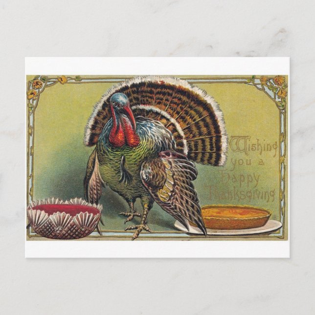 Vintage Thanksgiving Day Postcard reproduction (Front)