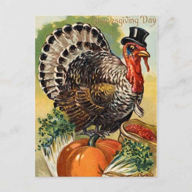 Vintage Thanksgiving Day Turkey Postcard (Front)