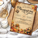 Vintage Thanksgiving Dinner  Invitation<br><div class="desc">A Thanksgiving dinner invitation with a vintage turkey and pretty floral dinner items.</div>