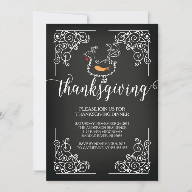 Vintage Thanksgiving Dinner Party Invitation (Front)