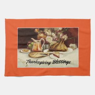 Vintage Thanksgiving Dinner Tea Towel