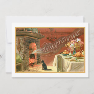 Vintage Thanksgiving Feast and Hearth Holiday Card
