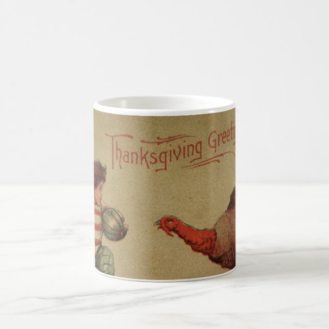 Vintage Thanksgiving Football and Turkey Coffee Mug (Center)