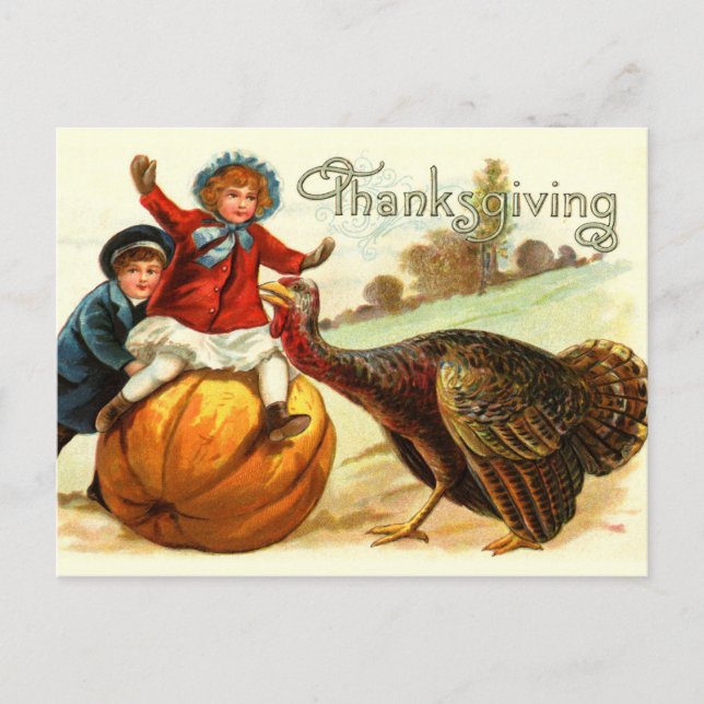 Vintage Thanksgiving Frolick Holiday Postcard (Front)