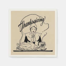 Vintage Thanksgiving Grace Beige Paper Napkin