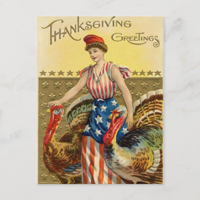 Vintage Thanksgiving Greeting Holiday Postcard (Front)