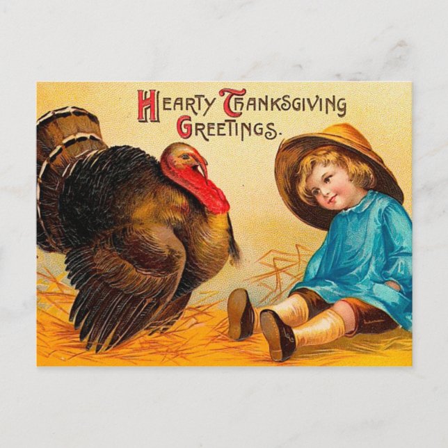 Vintage Thanksgiving Greeting Holiday Postcard (Front)