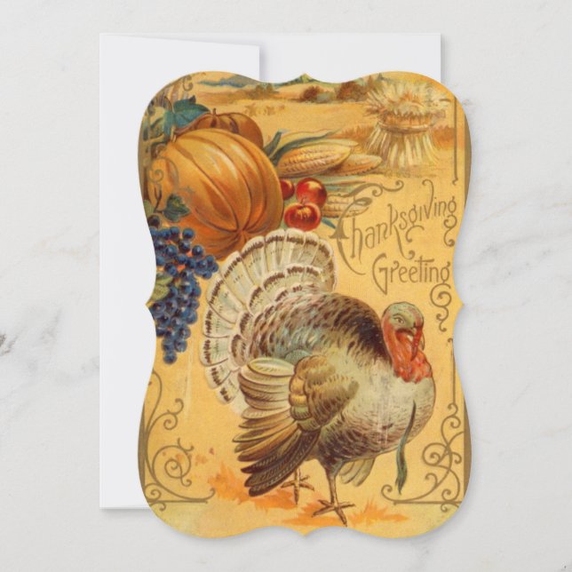 Vintage Thanksgiving Greeting Invitation (Front)