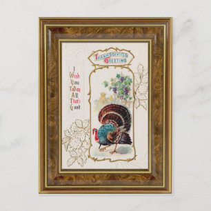 Vintage Thanksgiving Greeting & Turkey Postcard