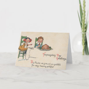 Vintage Thanksgiving Greetings Holiday Card