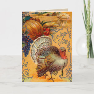 Vintage Thanksgiving Greetings Holiday Card