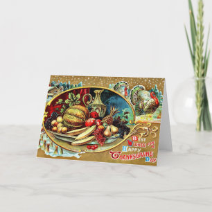 Vintage Thanksgiving Greetings Holiday Card