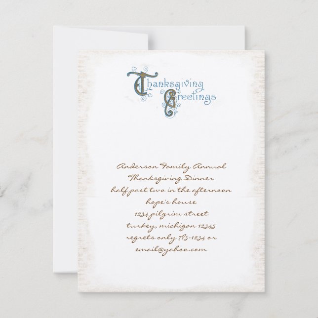 Vintage Thanksgiving Greetings Invitations (Front)