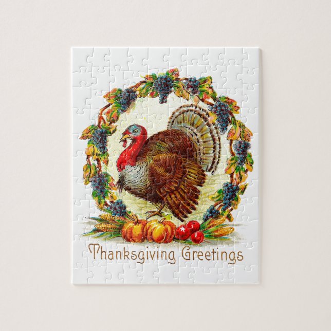Vintage Thanksgiving Greetings Jigsaw Puzzle (Vertical)