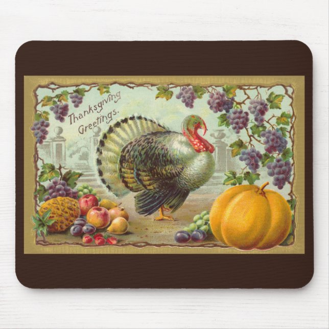 Vintage Thanksgiving Greetings Mousepad (Front)