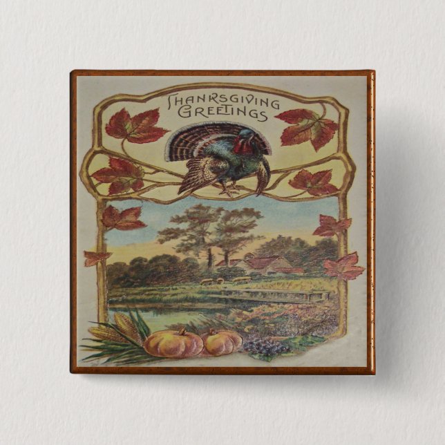Vintage Thanksgiving Greetings Pin (Front)