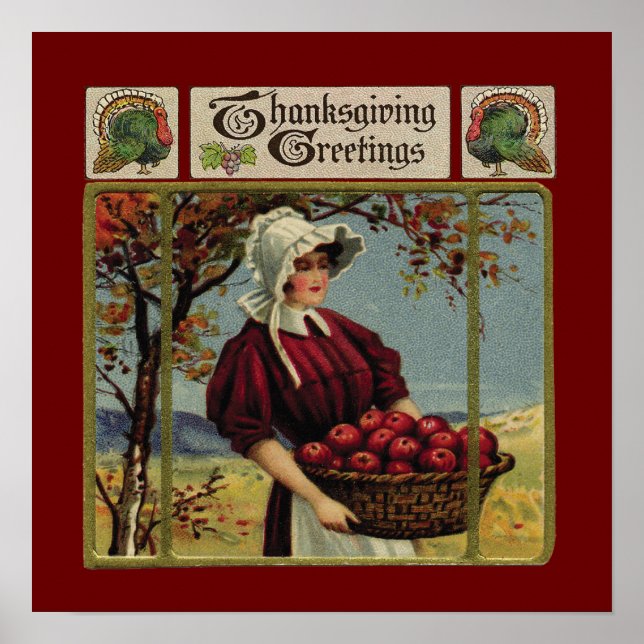 Vintage Thanksgiving Greetings Poster (Front)