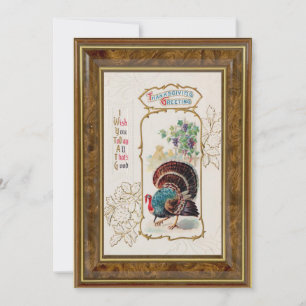 Vintage Thanksgiving Greetings & Turkey Holiday Card