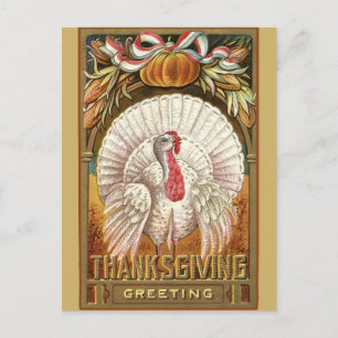 Vintage Thanksgiving Greetings Turkey Postcard