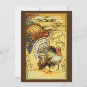 Vintage Thanksgiving Greetings with Turkey Invitation