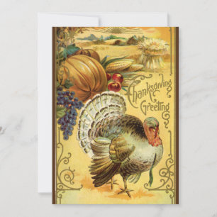 Vintage Thanksgiving Greetings with Turkey Invitation