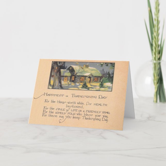 Vintage Thanksgiving Happiness Greeting Card (Front)