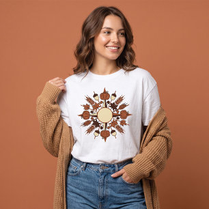 Vintage Thanksgiving Harvest Mandala Pumpkin T-Shirt