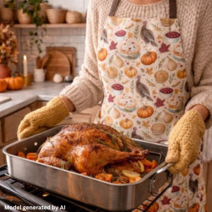 Vintage Thanksgiving Harvest Pattern Rustic Fall Apron