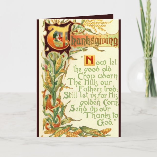 vintage Thanksgiving Holiday poem add sentiment Card (Front)