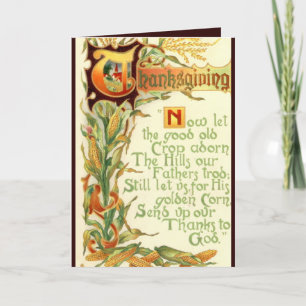 vintage Thanksgiving Holiday poem add sentiment Card