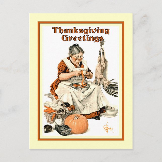 Vintage Thanksgiving Holiday Postcard (Front)