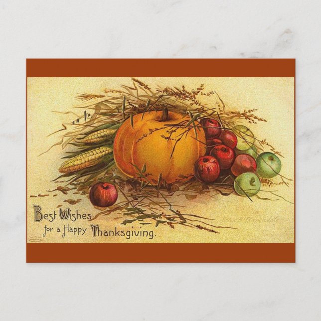 Vintage Thanksgiving Holiday Postcard (Front)