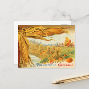 vintage Thanksgiving Holiday scene  Postcard