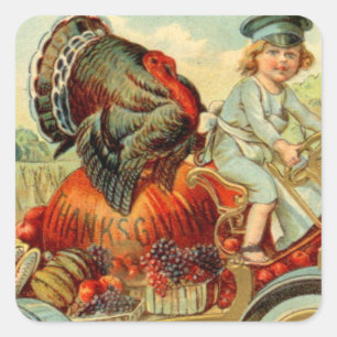 vintage Thanksgiving Holiday turkey Square Sticker