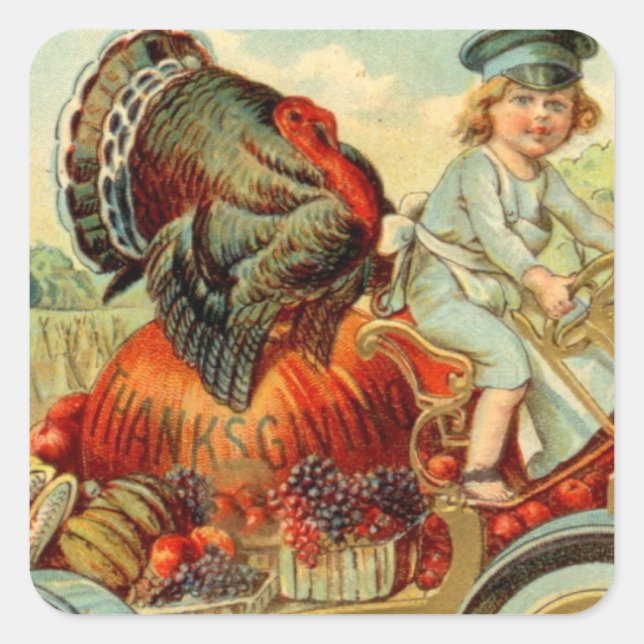vintage Thanksgiving Holiday turkey Square Sticker (Front)