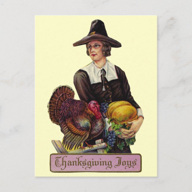 Vintage Thanksgiving Joy Holiday Postcard (Front)