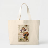 Vintage Thanksgiving Menu and Girl Jumbo Tote