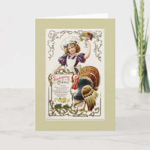 Vintage Thanksgiving Menu Blank Greeting Card