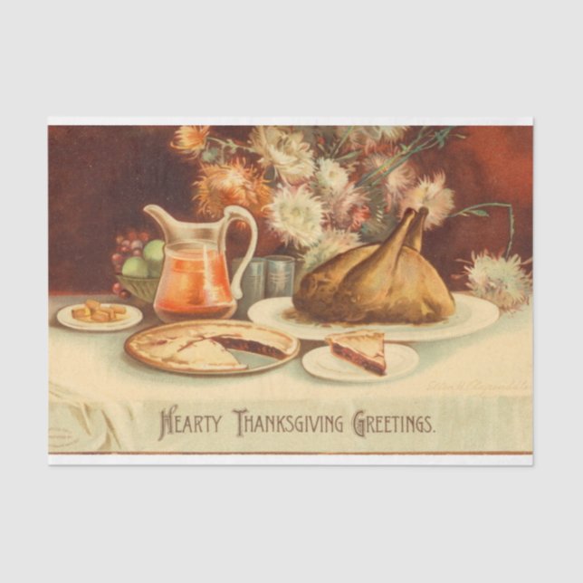 Vintage Thanksgiving Mix Series Design 8 Tissue Paper (Front)