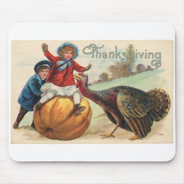 Vintage Thanksgiving Mouse Mat (Front)