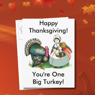 Vintage Thanksgiving One Big Turkey Dinner, ZSSG Holiday Postcard