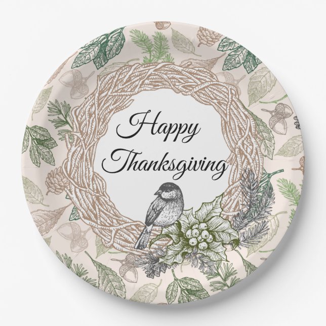 Vintage Thanksgiving Paper Plate (Front)