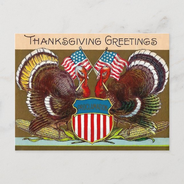 Vintage Thanksgiving Patriotic Postcard (Front)