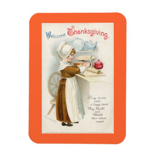 Vintage Thanksgiving Pilgrim Cook Magnet