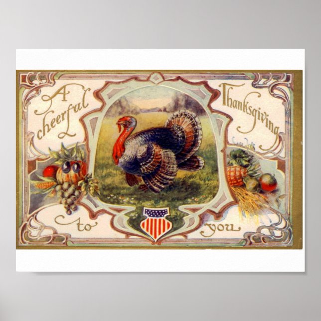 Vintage Thanksgiving Poster -- Turkey (Front)
