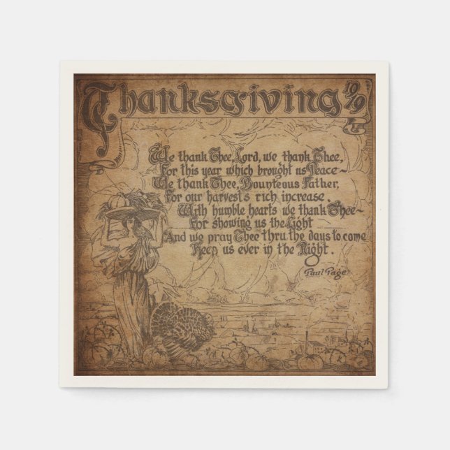 Vintage Thanksgiving Prayer Napkin (Front)