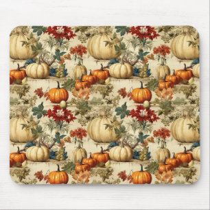 Vintage Thanksgiving Pumpkin Floral Harvest Mouse Mat